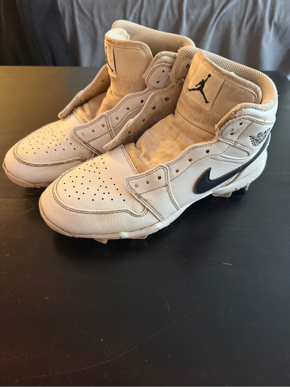 Nike White and Black Air Jordan High-Top Athletic Cleats